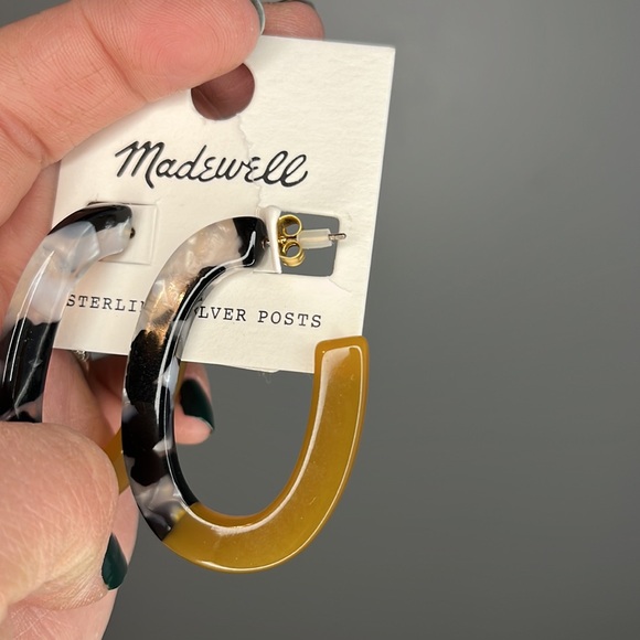 Madewell Resin Oval Turquoise Brown Sterling Silver Post Earrings - NEW - Picture 3 of 3